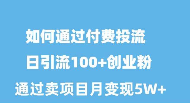 如何通过付费投流日引流100+创业粉月变现5W+-天麒项目网_中创网会员优质付费教程和创业项目大全