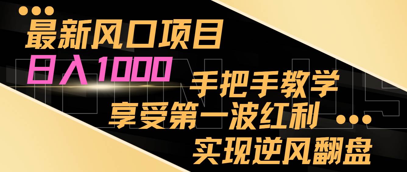 最新风口项目，日入过千，抓住当下风口，享受第一波红利，实现逆风翻盘-天麒项目网_中创网会员优质付费教程和创业项目大全