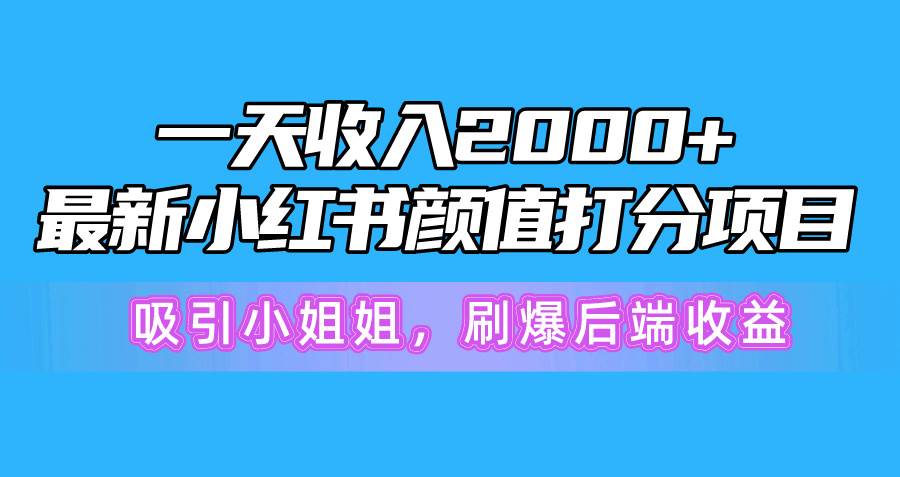 一天收入2000+，最新小红书颜值打分项目，吸引小姐姐，刷爆后端收益-天麒项目网_中创网会员优质付费教程和创业项目大全