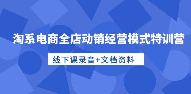 淘系电商全店动销经营模式特训营，线下课录音+文档资料-天麒项目网_中创网会员优质付费教程和创业项目大全