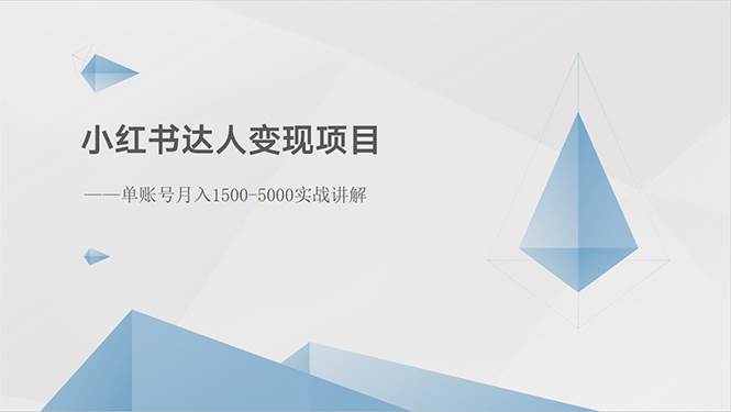 小红书达人变现项目：单账号月入1500-3000实战讲解-天麒项目网_中创网会员优质付费教程和创业项目大全