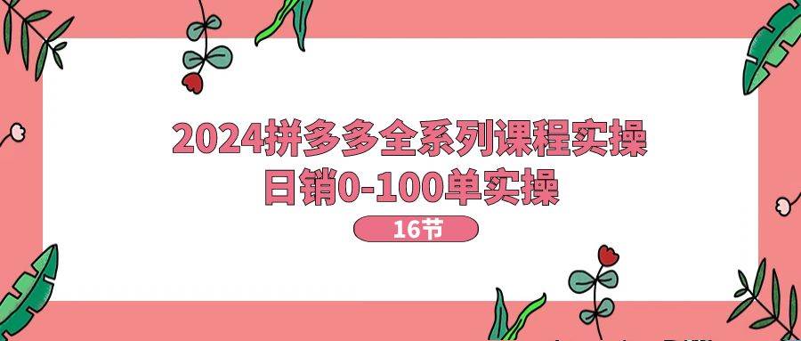 2024拼多多全系列课程实操，日销0-100单实操【16节课】-天麒项目网_中创网会员优质付费教程和创业项目大全