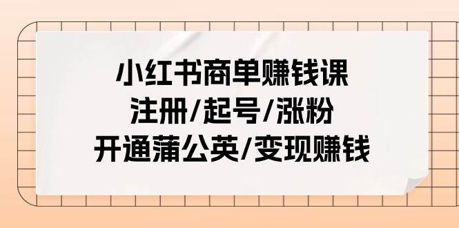 小红书商单赚钱课：注册/起号/涨粉/开通蒲公英/变现赚钱（25节课）-天麒项目网_中创网会员优质付费教程和创业项目大全