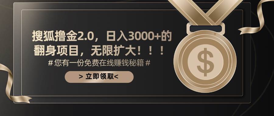 搜狐撸金2.0日入3000+，可无限扩大的翻身项目-天麒项目网_中创网会员优质付费教程和创业项目大全