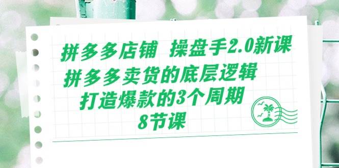 拼多多店铺 操盘手2.0新课，拼多多卖货的底层逻辑，打造爆款的3个周期-8节-天麒项目网_中创网会员优质付费教程和创业项目大全