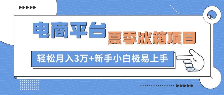 电商平台夏季冰箱项目，轻松月入3万+，新手小白极易上手-天麒项目网_中创网会员优质付费教程和创业项目大全