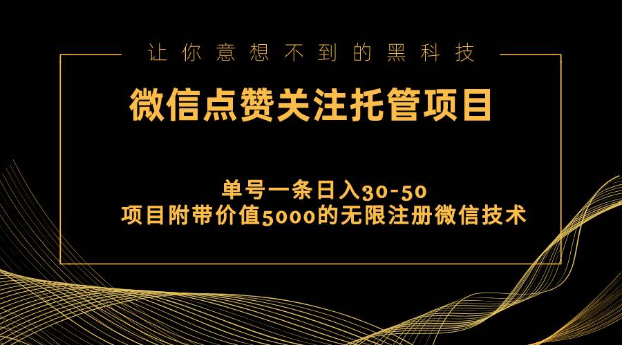 视频号托管点赞关注，单微信30-50元，附带价值5000无限注册微信技术-天麒项目网_中创网会员优质付费教程和创业项目大全