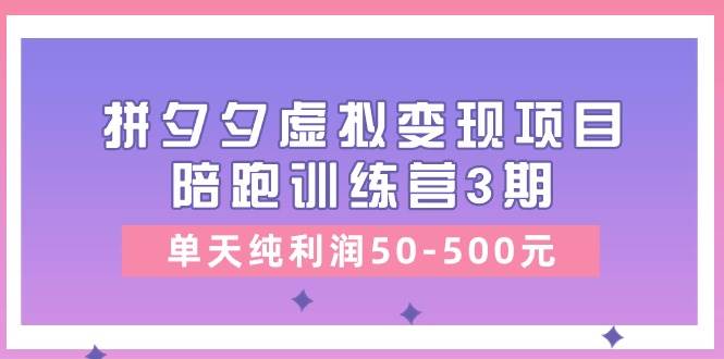 某收费培训《拼夕夕虚拟变现项目陪跑训练营3期》单天纯利润50-500元-天麒项目网_中创网会员优质付费教程和创业项目大全