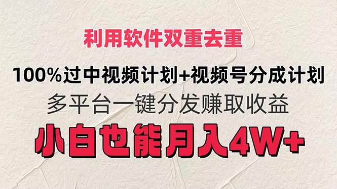 利用软件双重去重，100%过中视频+视频号分成计划小白也可以月入4W+-天麒项目网_中创网会员优质付费教程和创业项目大全