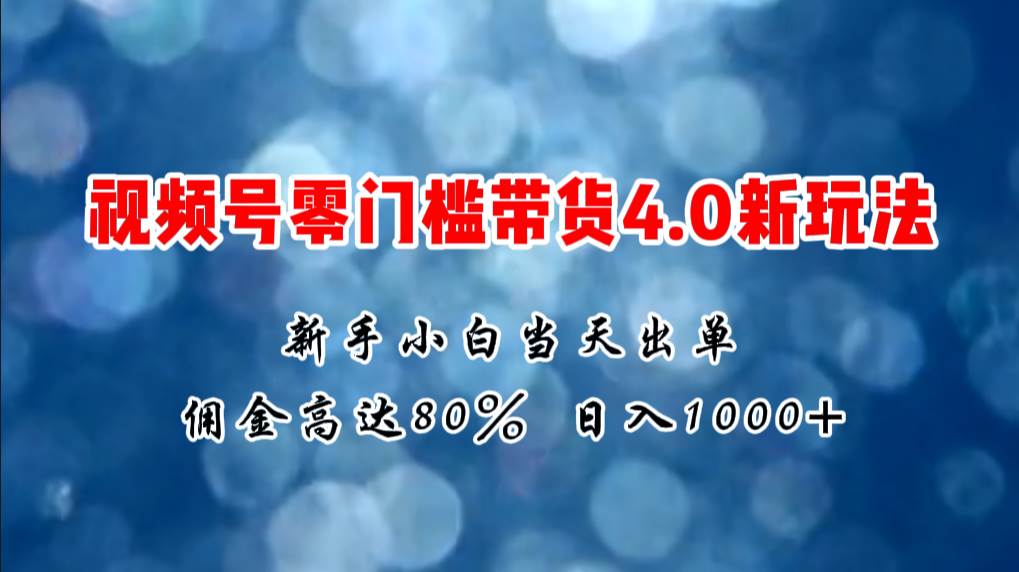 微信视频号零门槛带货4.0新玩法，新手小白当天见收益，日入1000+-天麒项目网_中创网会员优质付费教程和创业项目大全