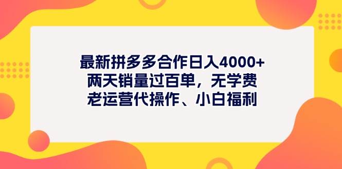 最新拼多多项目日入4000+两天销量过百单，无学费、老运营代操作、小白福利-天麒项目网_中创网会员优质付费教程和创业项目大全