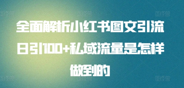 全面解析小红书图文引流日引100私域流量是怎样做到的-天麒项目网_中创网会员优质付费教程和创业项目大全