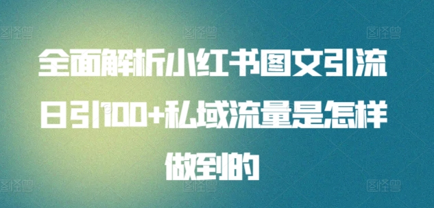 日引流100私域流量小红书图文是怎样做到的全面解析-天麒项目网_中创网会员优质付费教程和创业项目大全