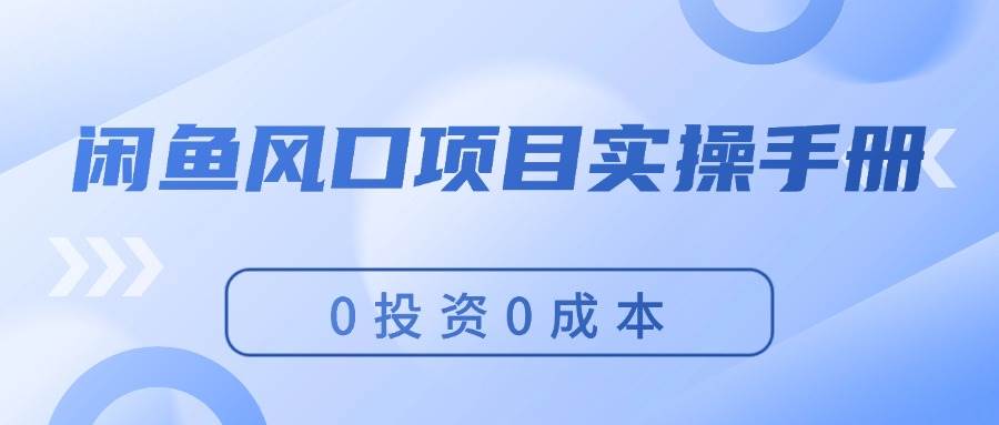 闲鱼风口项目实操手册，0投资0成本，让你做到，月入过万，新手可做-天麒项目网_中创网会员优质付费教程和创业项目大全