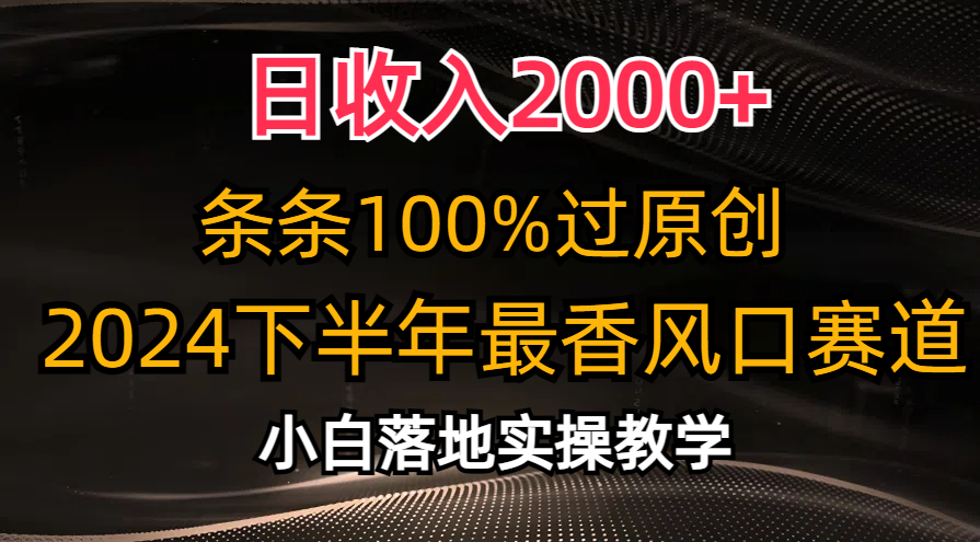 2024下半年最香风口赛道，小白轻松上手，日收入2000+，条条100%过原创-天麒项目网_中创网会员优质付费教程和创业项目大全