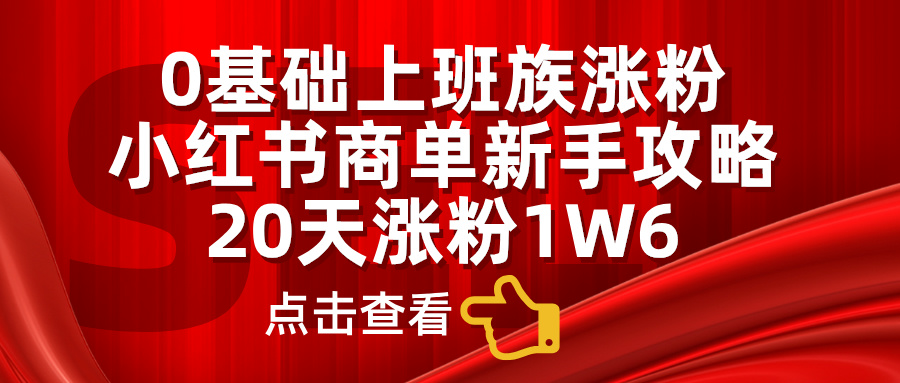 0基础上班族涨粉，小红书商单新手攻略，20天涨粉1.6w-天麒项目网_中创网会员优质付费教程和创业项目大全