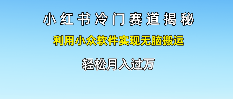 小红书冷门赛道揭秘,轻松月入过万，利用小众软件实现无脑搬运，-天麒项目网_中创网会员优质付费教程和创业项目大全