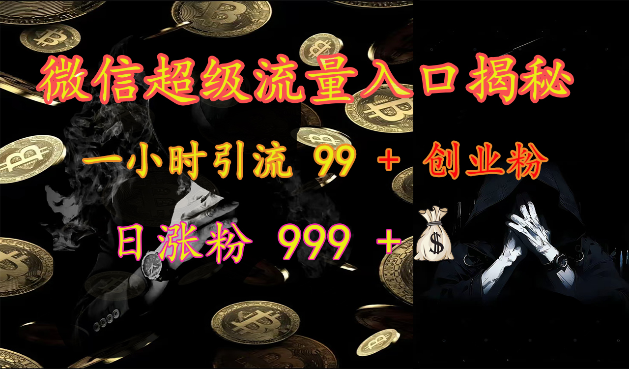 微信超级流量入口揭秘：一小时引流 99 + 创业粉，日涨粉 999 +【揭秘】-天麒项目网_中创网会员优质付费教程和创业项目大全