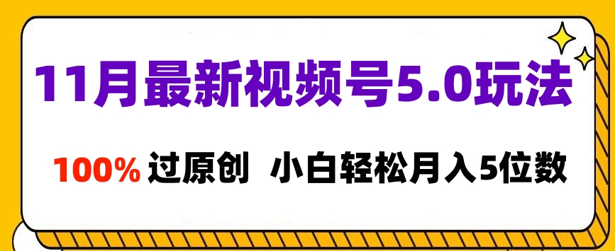 11月最新视频号5.0玩法，100%过原创，小白轻松月入5位数-天麒项目网_中创网会员优质付费教程和创业项目大全