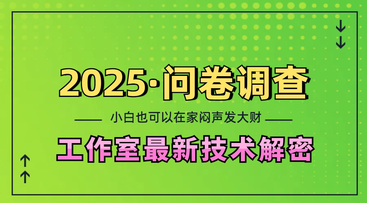 2025《问卷调查》最新工作室技术解密：一个人在家也可以闷声发大财，小白一天200+，可矩阵放大-天麒项目网_中创网会员优质付费教程和创业项目大全