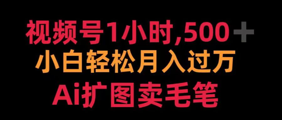 视频号每天1小时，收入500＋，Ai扩图卖毛笔-天麒项目网_中创网会员优质付费教程和创业项目大全