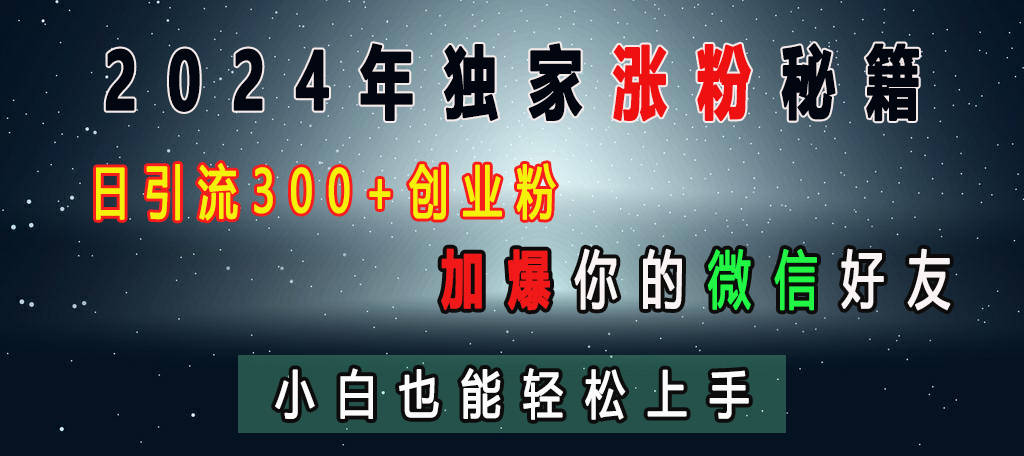 2024年独家涨粉秘籍，日引流300+创业粉，加爆你的微信好友，小白也能轻松上手-天麒项目网_中创网会员优质付费教程和创业项目大全