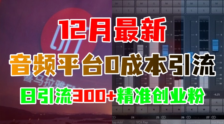 12月最新：音频平台0成本引流，日引300+精准创业粉-天麒项目网_中创网会员优质付费教程和创业项目大全