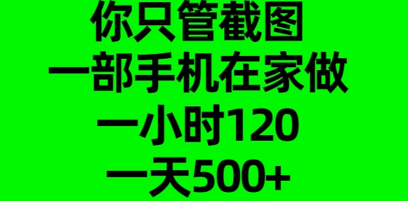 你只管截图，一部手机在家做，一小时120，一天500+-天麒项目网_中创网会员优质付费教程和创业项目大全