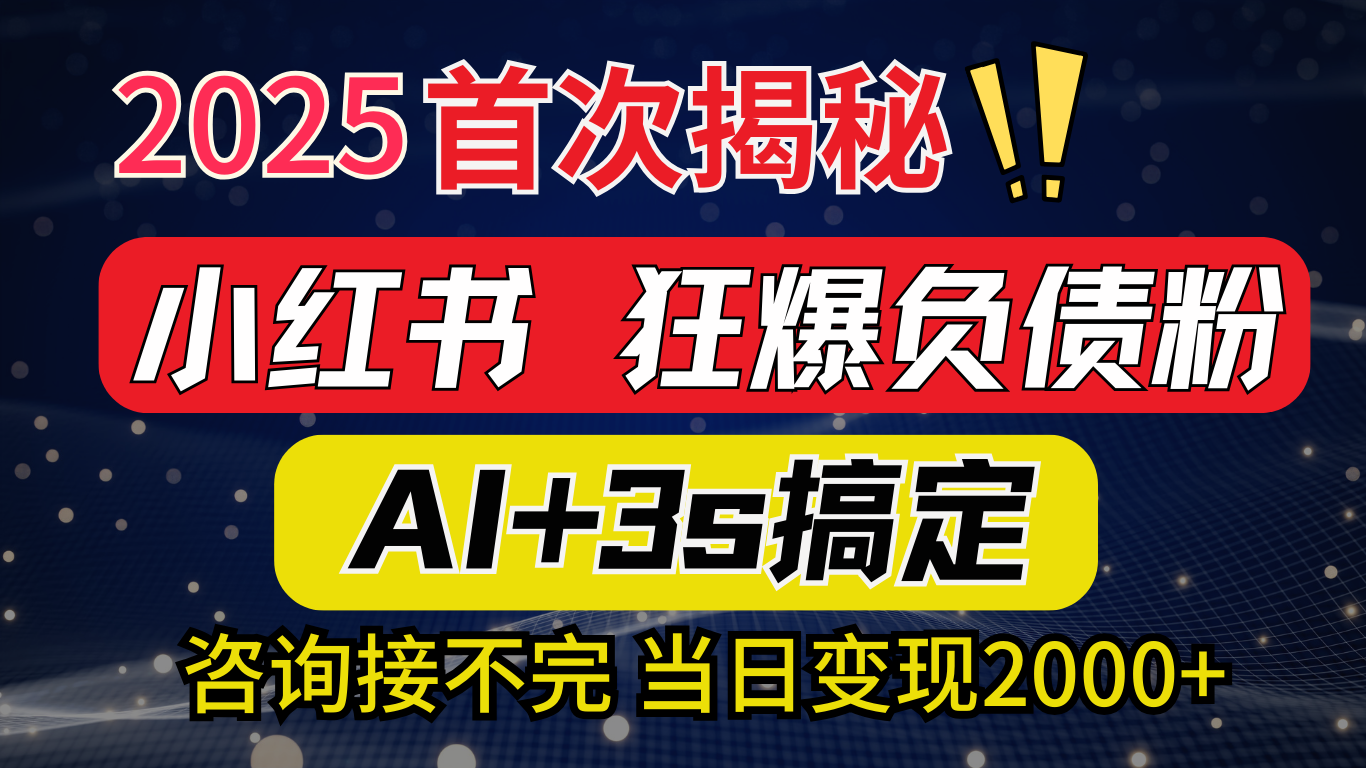 2025引流天花板：最新小红书狂暴负债粉思路，咨询接不断，当日入2000+-天麒项目网_中创网会员优质付费教程和创业项目大全