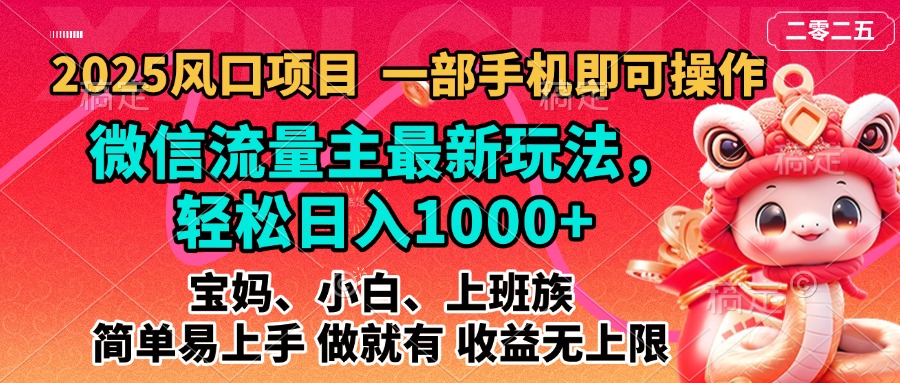 2025蓝海风口项目，微信流量主最新玩法，轻松日入1000+，简单易上手，做就有 收益无上限-天麒项目网_中创网会员优质付费教程和创业项目大全