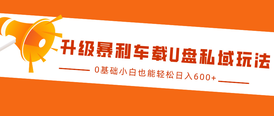 升级暴利车载U盘私域玩法，0基础小白也能轻松日入600+-天麒项目网_中创网会员优质付费教程和创业项目大全