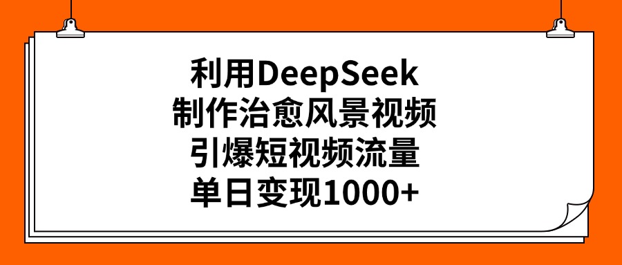 利用DeepSeek制作治愈风景视频，引爆短视频流量，单日变现1000+-天麒项目网_中创网会员优质付费教程和创业项目大全