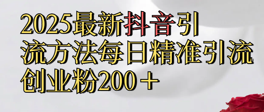 2025最新,抖音引流,方法每日精准引流创业粉300＋-天麒项目网_中创网会员优质付费教程和创业项目大全