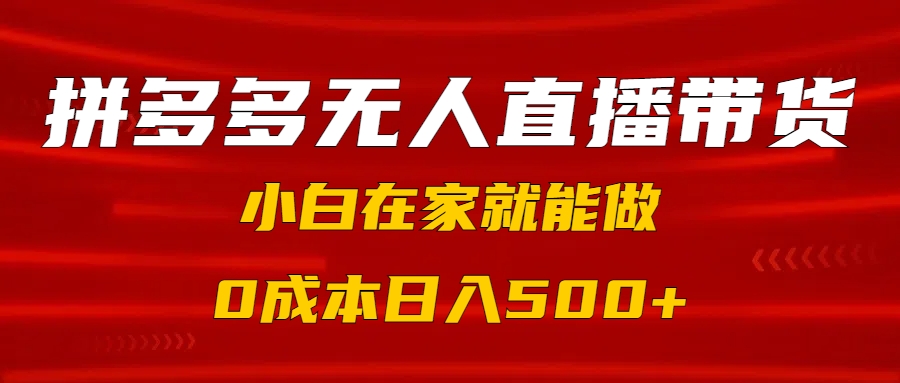 拼多多无人直播带货，小白在家就能做，0成本日入500+-天麒项目网_中创网会员优质付费教程和创业项目大全