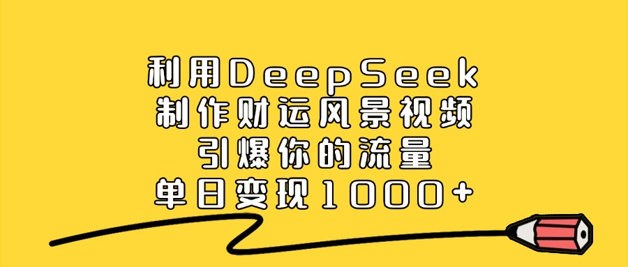 利用DeepSeek制作财运风景视频，引爆你的流量，单日变现1000+-天麒项目网_中创网会员优质付费教程和创业项目大全