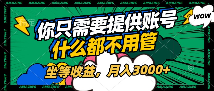 账号全程托管，你只需要提供账号，什么都不用管，坐等收益，月入3000+-天麒项目网_中创网会员优质付费教程和创业项目大全