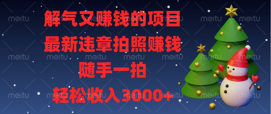 解气又赚钱的项目，最新违章拍照赚钱，随手一拍，轻松收入3000+-天麒项目网_中创网会员优质付费教程和创业项目大全